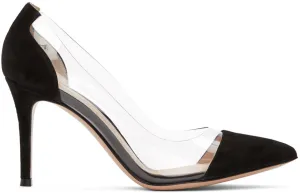 Gianvito Rossi Black Suede Plexi 85 Heels