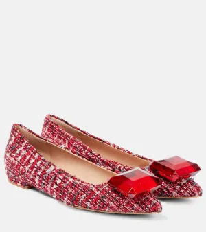 Gianvito Rossi Embellished boucl√É¬© ballet flats