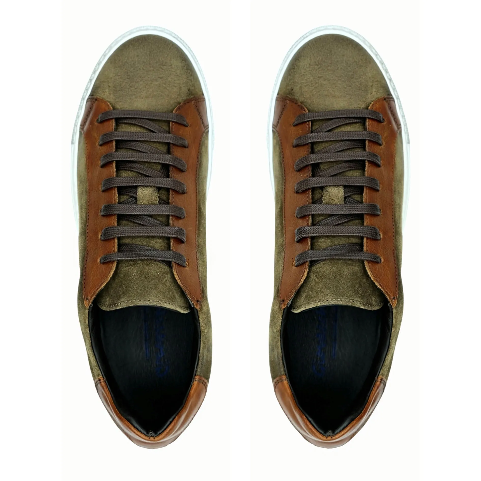 Giovacchini Rino Men's Shoes Antique Cognac Suede / Calf-Skin Leather Casual Sneakers (GVCN1001)