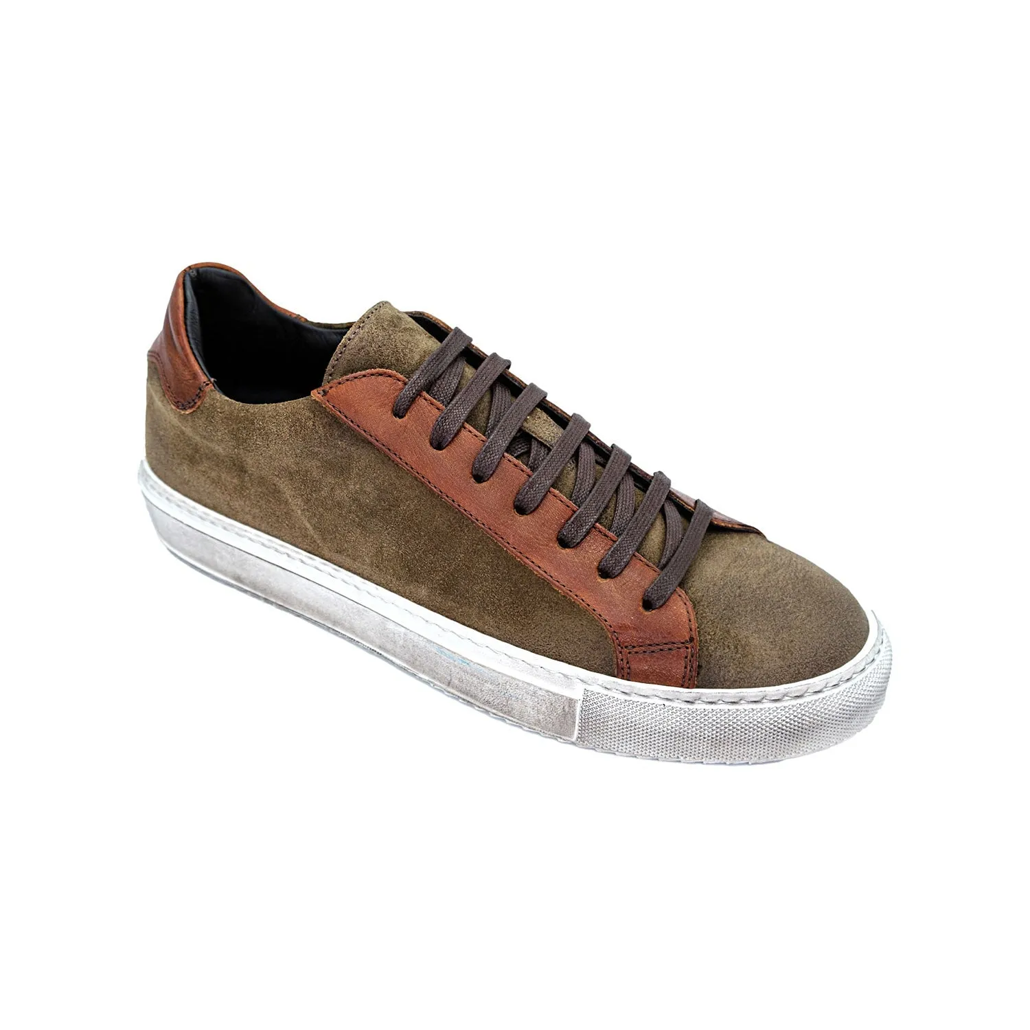 Giovacchini Rino Men's Shoes Antique Cognac Suede / Calf-Skin Leather Casual Sneakers (GVCN1001)