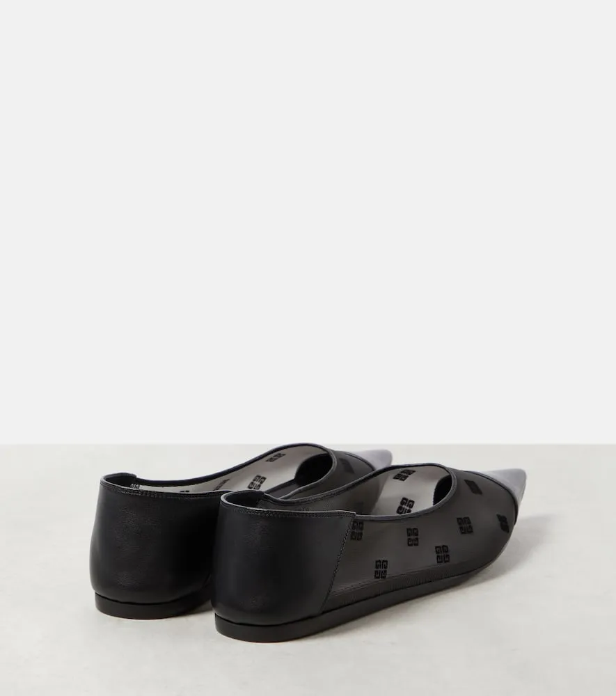 Givenchy 4G leather-trimmed mesh ballet flats
