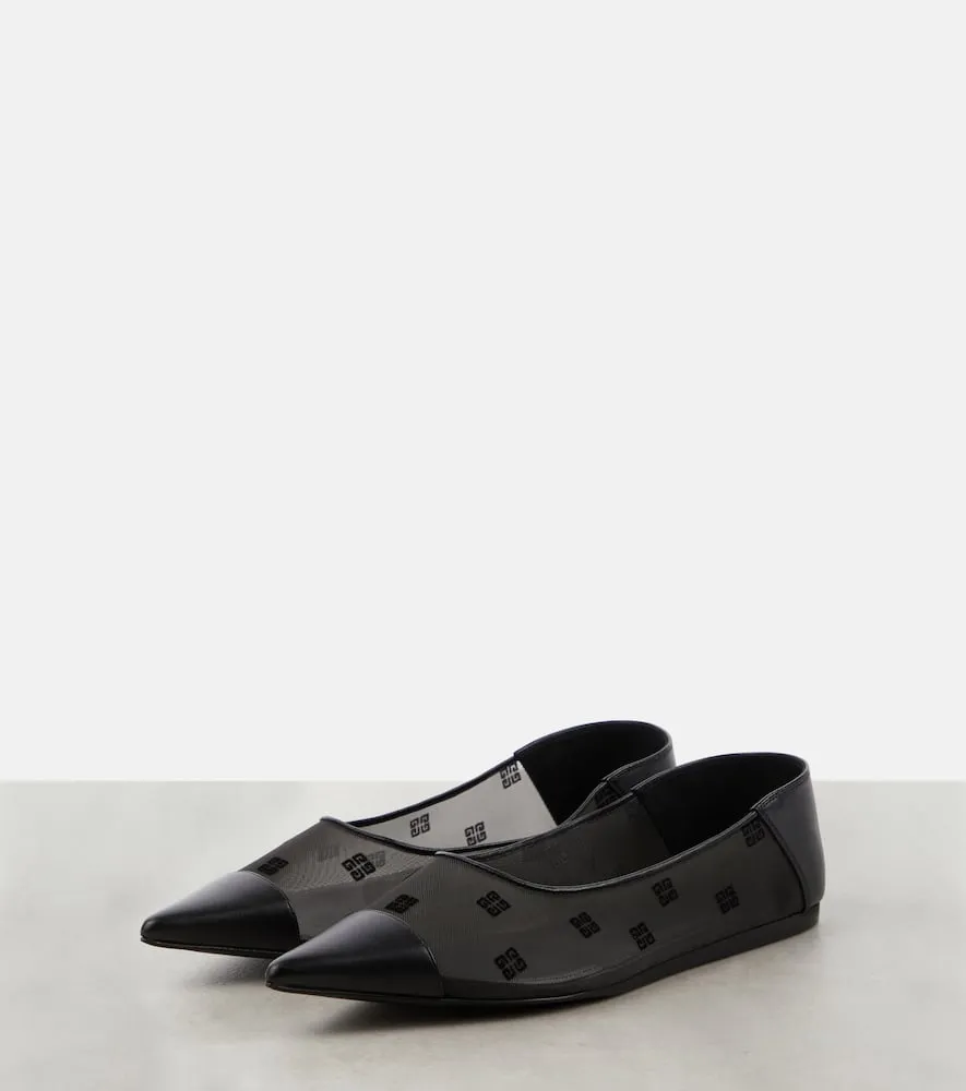 Givenchy 4G leather-trimmed mesh ballet flats