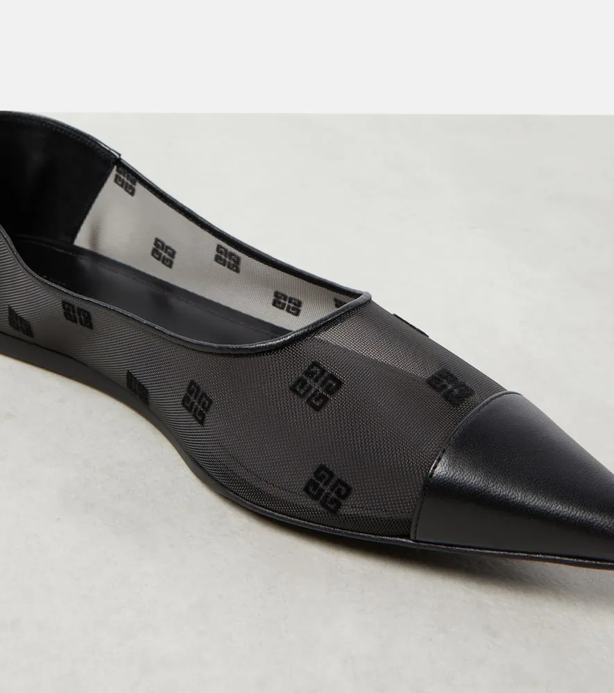 Givenchy 4G leather-trimmed mesh ballet flats