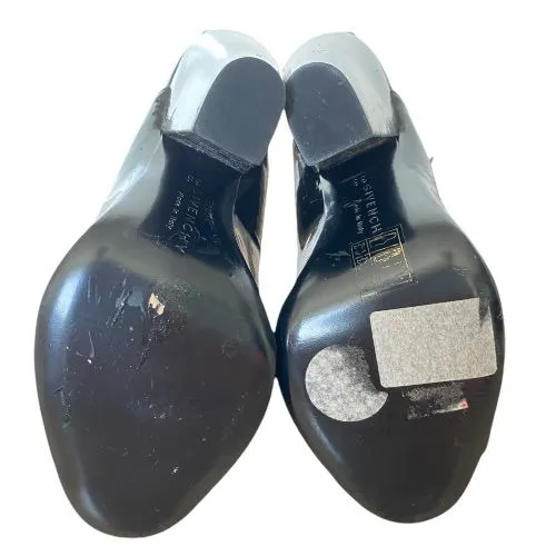 GIVENCHY Black Patent Leather Lace Up Peep Toe Ankle Strap Pumps, Size 38