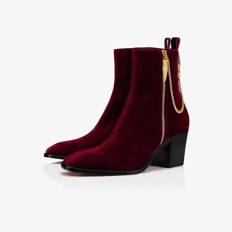 Gold-Tone Hardware Side Zip Boots