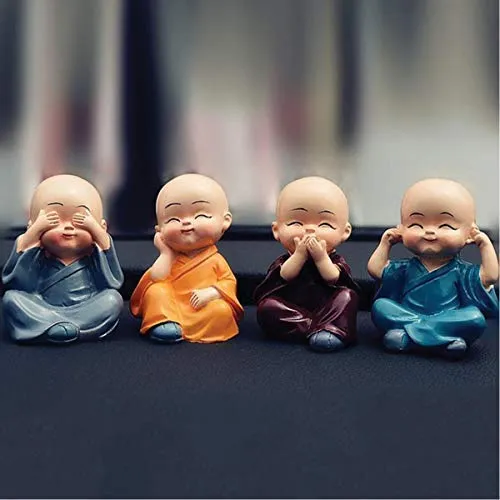 Gracie Collection Resin Buddha Monk Statues, Small, Multicolour, Set of 4(Polyresin, Multicolor)