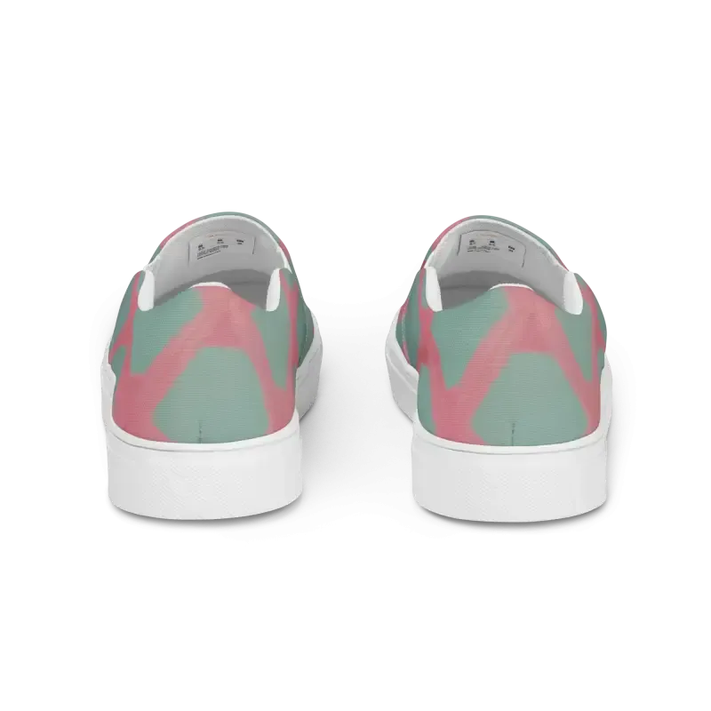Green Triangles Canvas Shoes Womens Slip