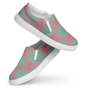 Green Triangles Canvas Shoes Womens Slip