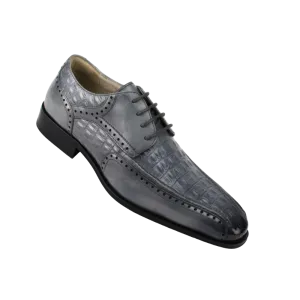 Grey Men's Lace-Up Shoes Genuine Leather by Giovanni