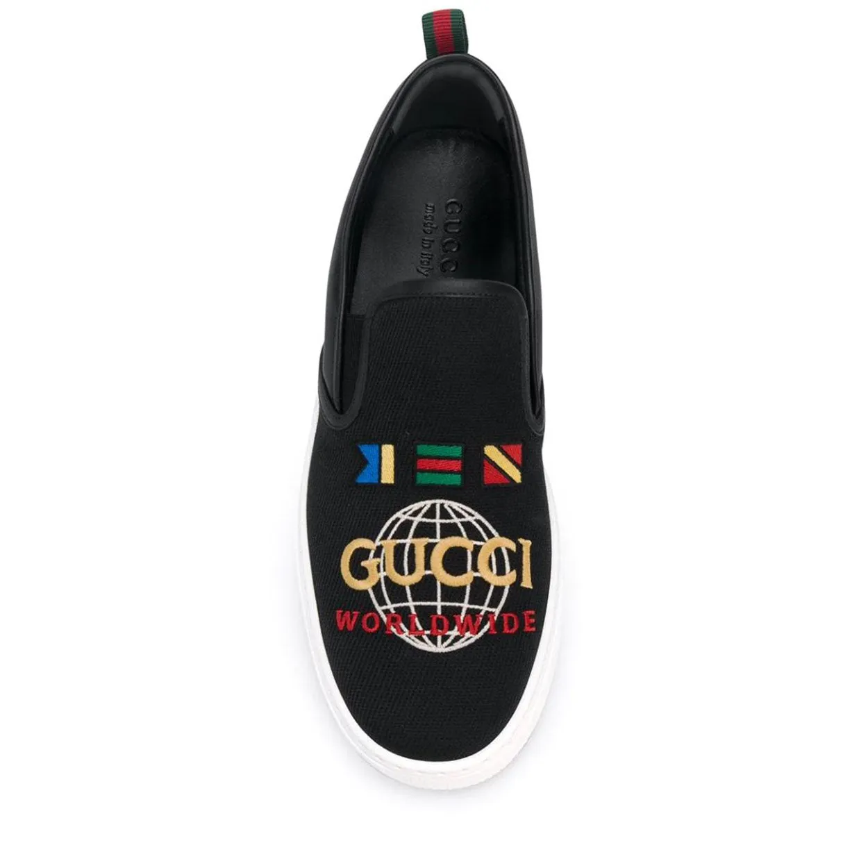 Gucci Dublin Men's Shoes Black Worldwide Sewed Cotton / Calf-Skin Leather Slip-On Sneakers