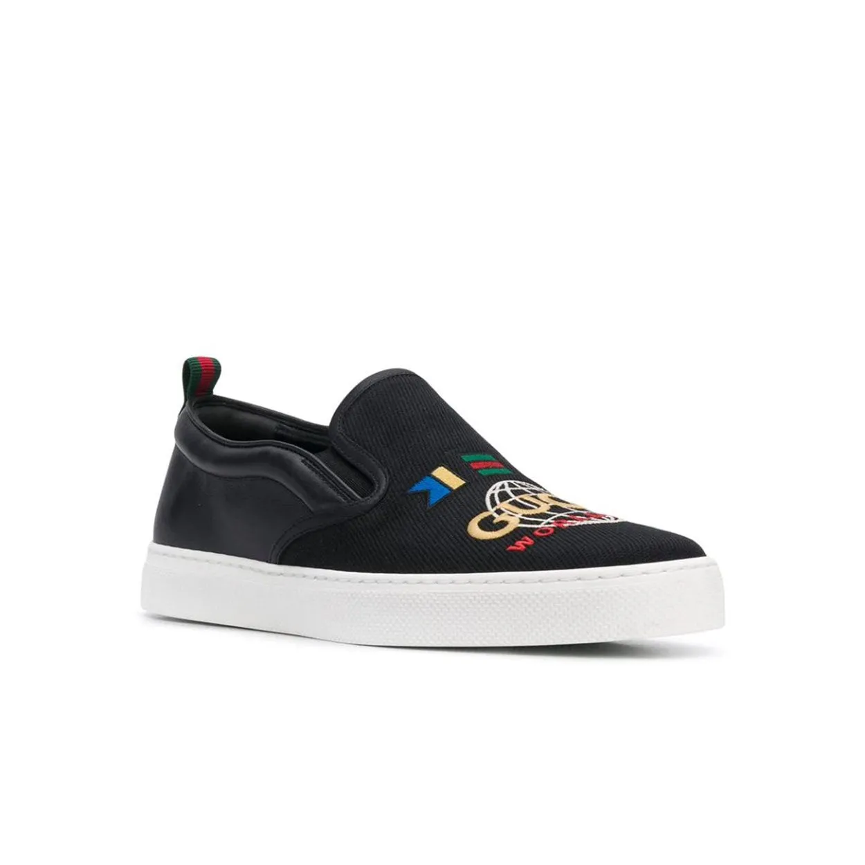 Gucci Dublin Men's Shoes Black Worldwide Sewed Cotton / Calf-Skin Leather Slip-On Sneakers