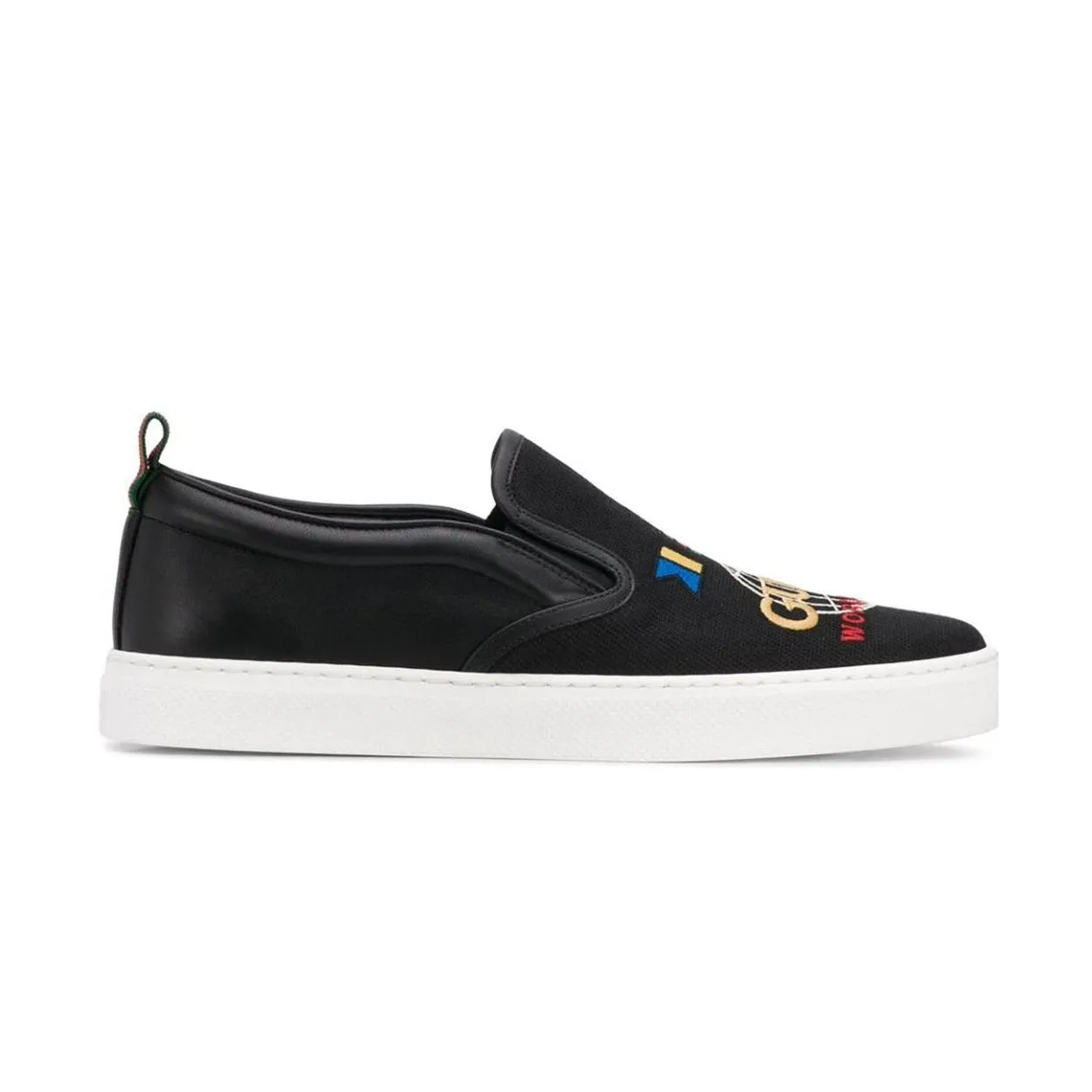 Gucci Dublin Men's Shoes Black Worldwide Sewed Cotton / Calf-Skin Leather Slip-On Sneakers