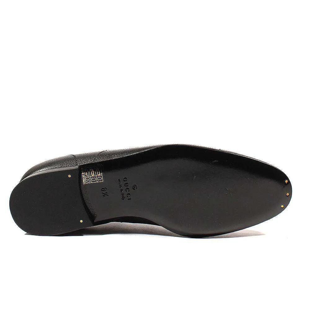 Gucci Men's Designer Shoes Black Pebbled Leather Oxfords (GGM1542)