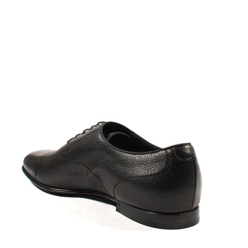 Gucci Men's Designer Shoes Black Pebbled Leather Oxfords (GGM1542)