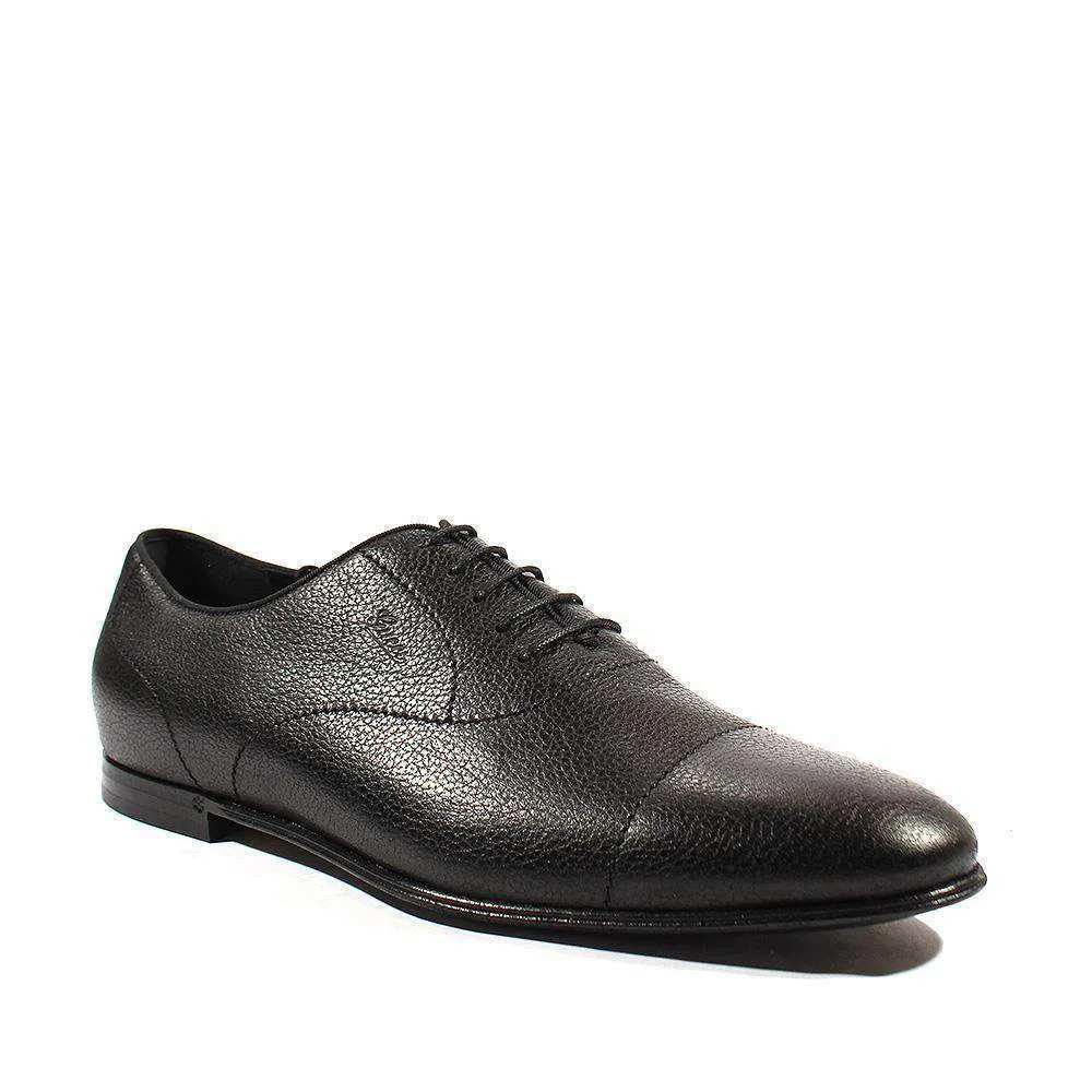 Gucci Men's Designer Shoes Black Pebbled Leather Oxfords (GGM1542)