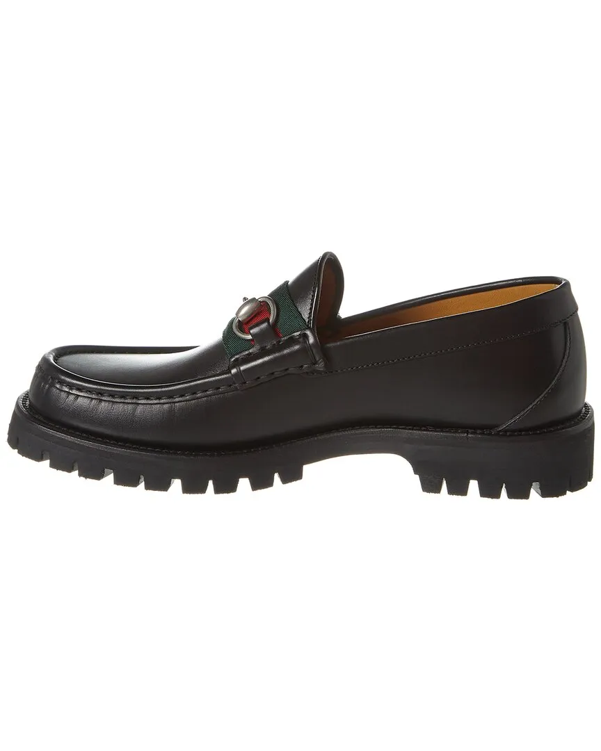 Gucci Web Horsebit Leather Loafer
