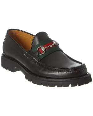 Gucci Web Horsebit Leather Loafer