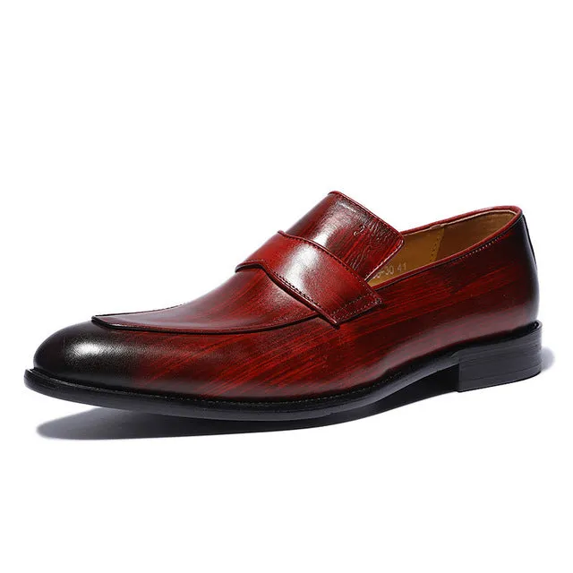 Hand-Painted Style Red Men Loafers Shoes