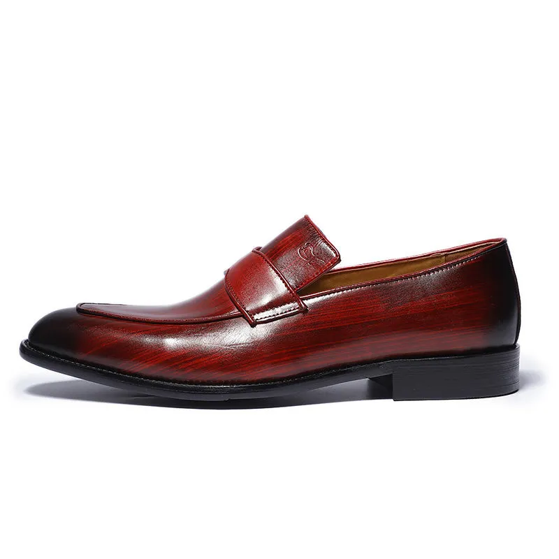 Hand-Painted Style Red Men Loafers Shoes