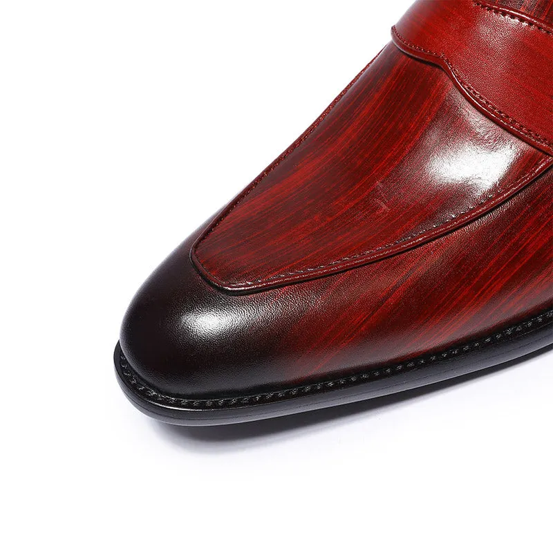 Hand-Painted Style Red Men Loafers Shoes