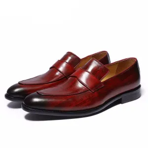 Hand-Painted Style Red Men Loafers Shoes