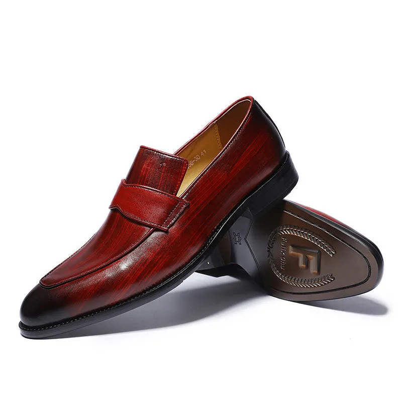 Hand-Painted Style Red Men Loafers Shoes
