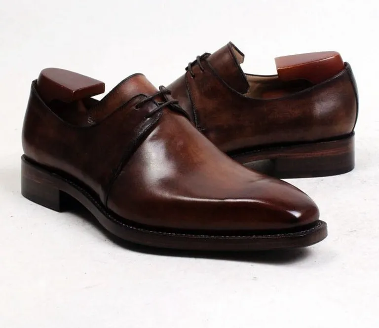 Handmade Calf Leather Men's Derby  Shoes