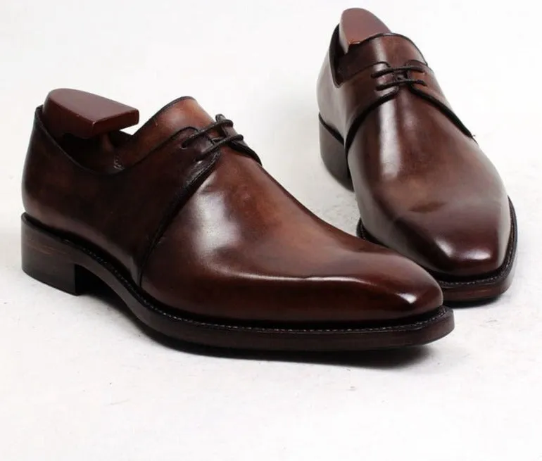 Handmade Calf Leather Men's Derby  Shoes