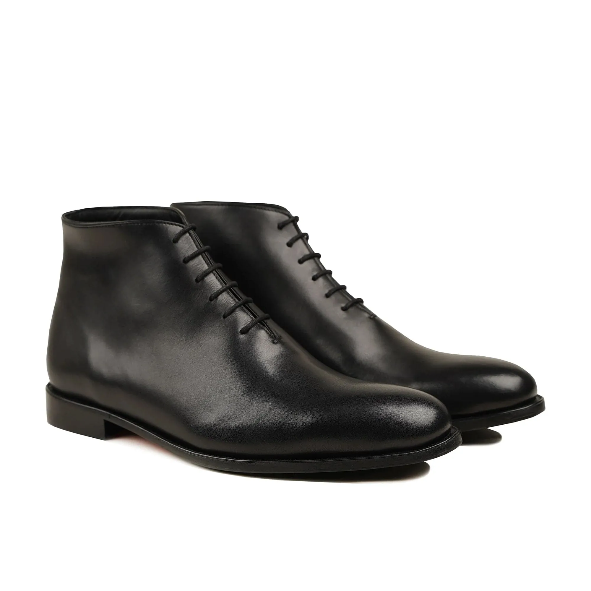 Handmade Custom Calf Leather Black Dress Chukka Boots For Men