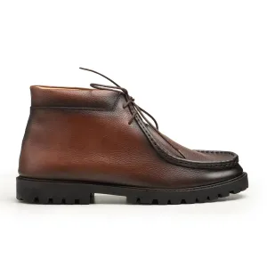 Handmade Custom Calf Leather Brown Dress Chukka Boots For Men