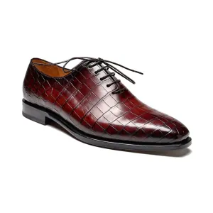 Handmade, Custom Crocodile Pattern Leather Men Wholecut Shoes