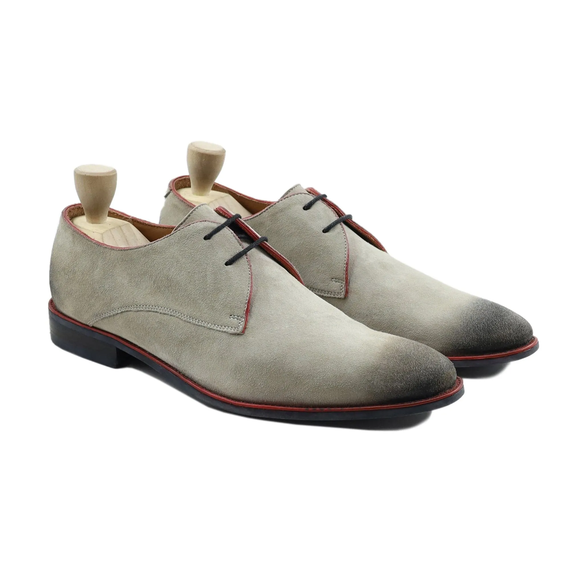Handmade, Custom Men's Grey Kid Suede Derby Shoes