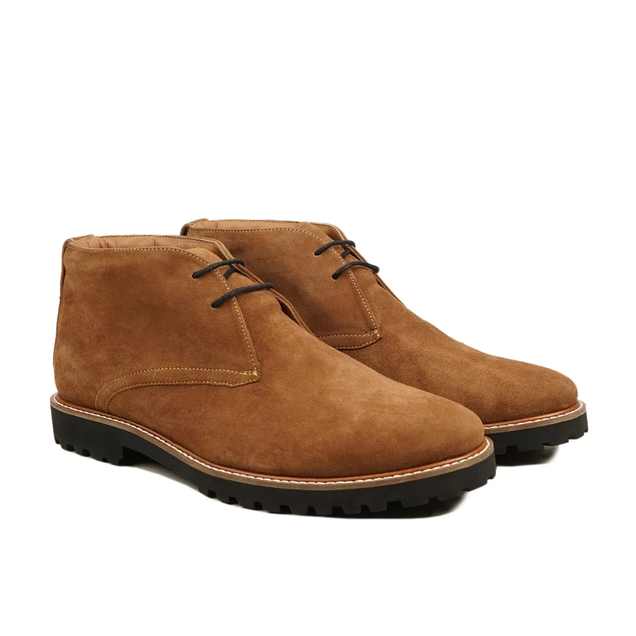 Handmade Custom Suede Leather Brown Dress Chukka Boots For Men