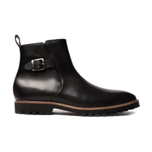 Handmade Customisable Black Calf Leather Chelsea Boots For Men