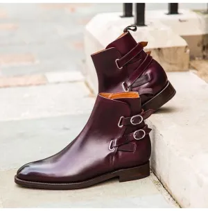 Handmade Jodhpurs Style Boots, Double Monk Strap Buckle Boots