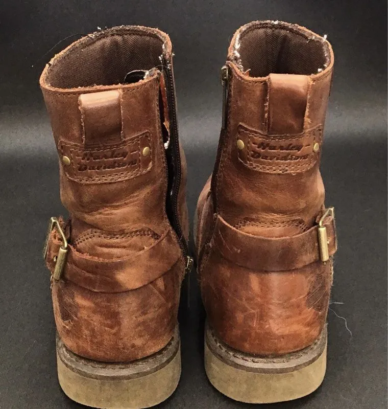 Harley-Davidson Men's Brown Leather Biker Boots - Size 9.5