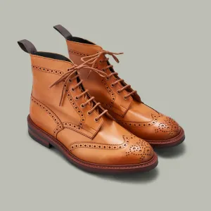 Harrow Burnished Calf Brogue Boot - Dainite Sole [LONDON TAN]