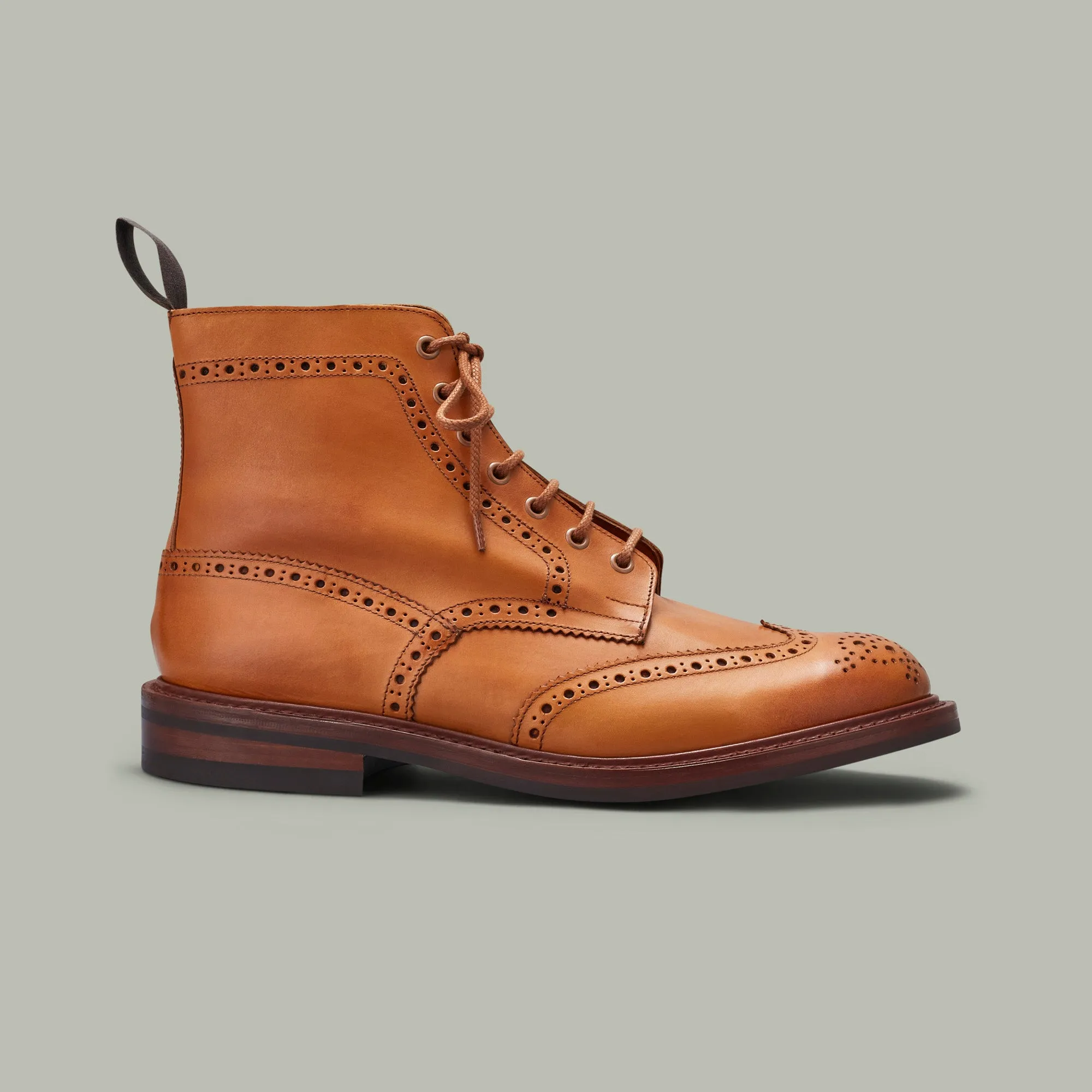 Harrow Burnished Calf Brogue Boot - Dainite Sole [LONDON TAN]