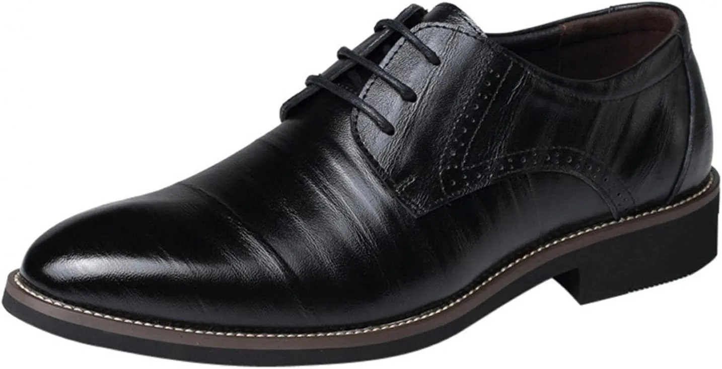 Hbeylia Formal Business Shoes for Men Fashion Leather Classic Lace up Dress Oxfords Shoes Closed Pointed Toe Oxford Dress Shoes Tuxedo Oxford Wingtip Modern Shoes For Men Business Office Work Wedding