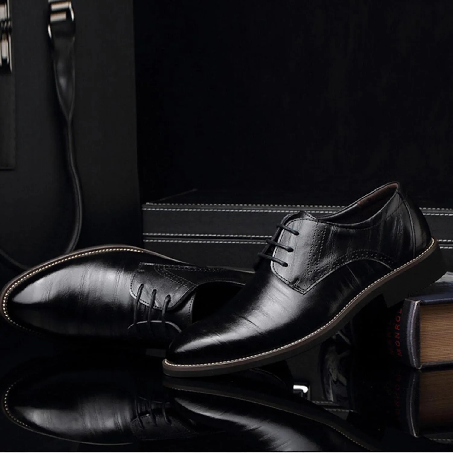 Hbeylia Formal Business Shoes for Men Fashion Leather Classic Lace up Dress Oxfords Shoes Closed Pointed Toe Oxford Dress Shoes Tuxedo Oxford Wingtip Modern Shoes For Men Business Office Work Wedding