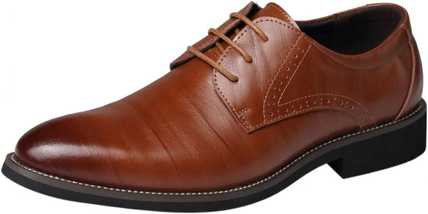 Hbeylia Formal Business Shoes for Men Fashion Leather Classic Lace up Dress Oxfords Shoes Closed Pointed Toe Oxford Dress Shoes Tuxedo Oxford Wingtip Modern Shoes For Men Business Office Work Wedding