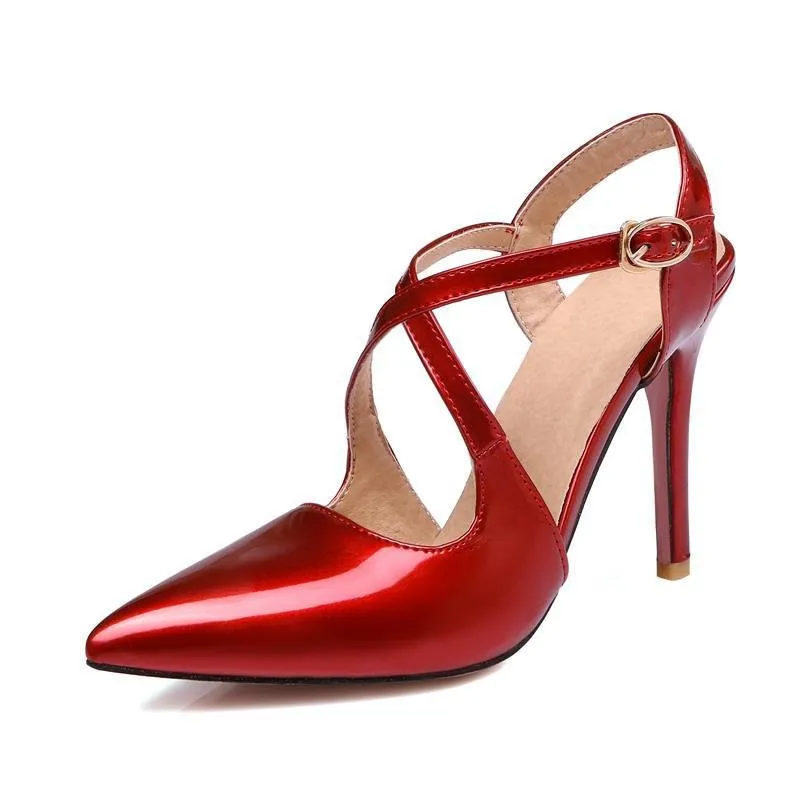 Heather Cross-over Strap Pumps
