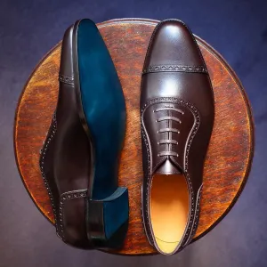 Height Increasing Brown Leather Nazare Brogue Toecap Oxfords - Formal Shoes