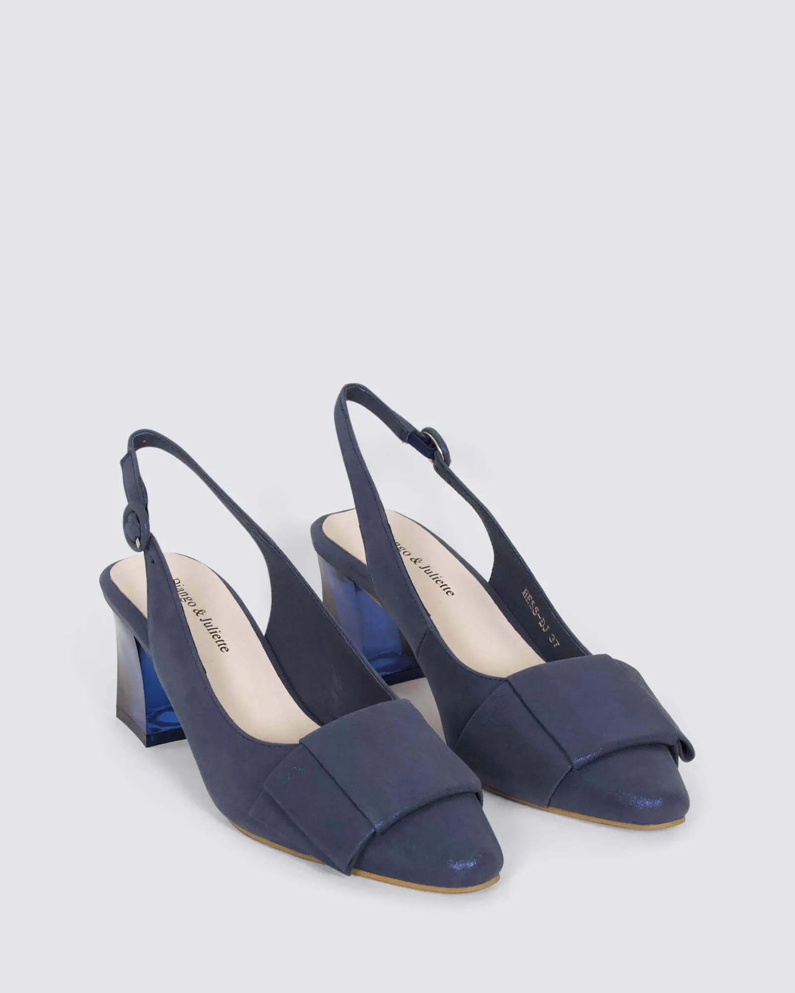 HESS SLINGBACK HEELS NAVY SHIMMER LEATHER