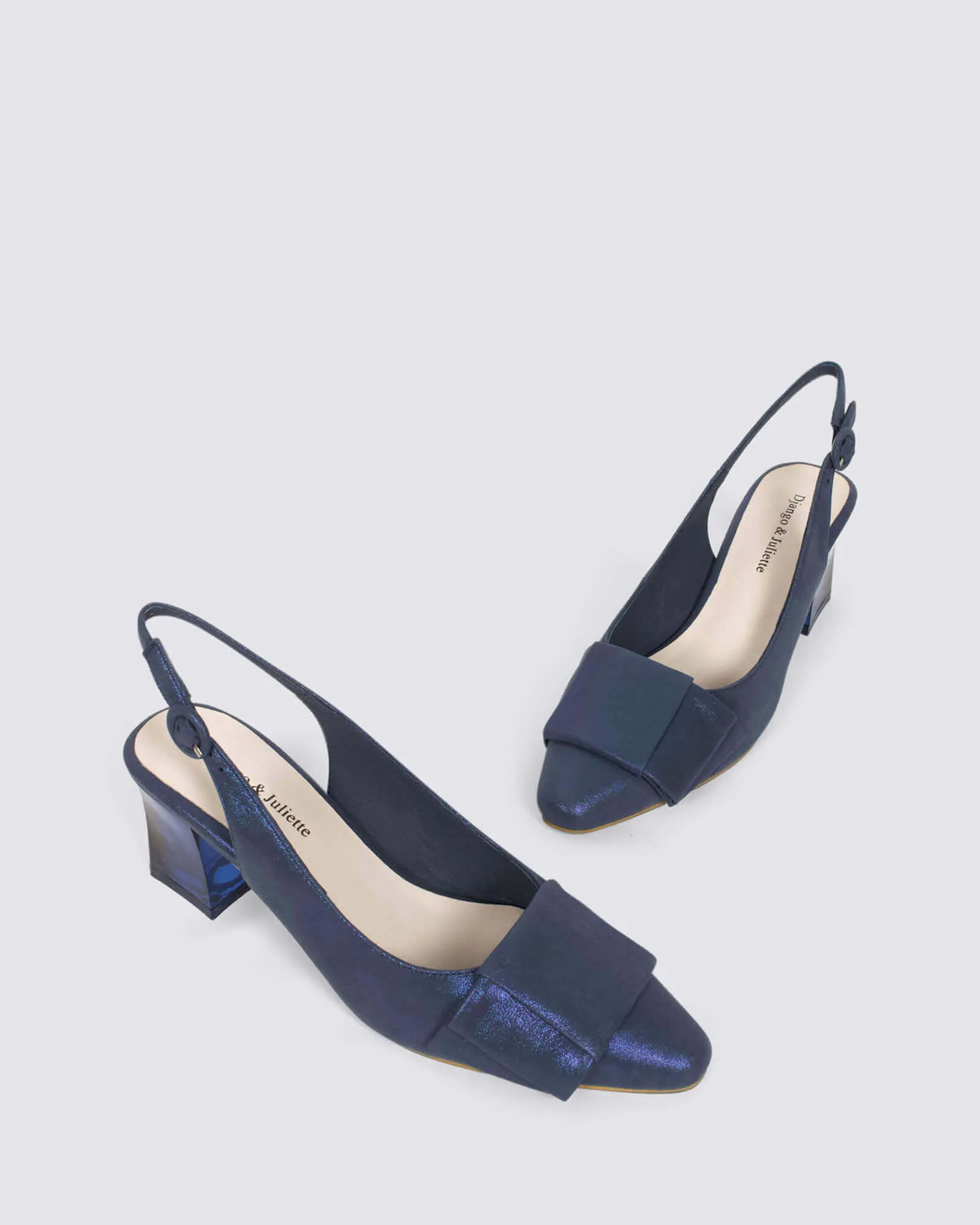 HESS SLINGBACK HEELS NAVY SHIMMER LEATHER