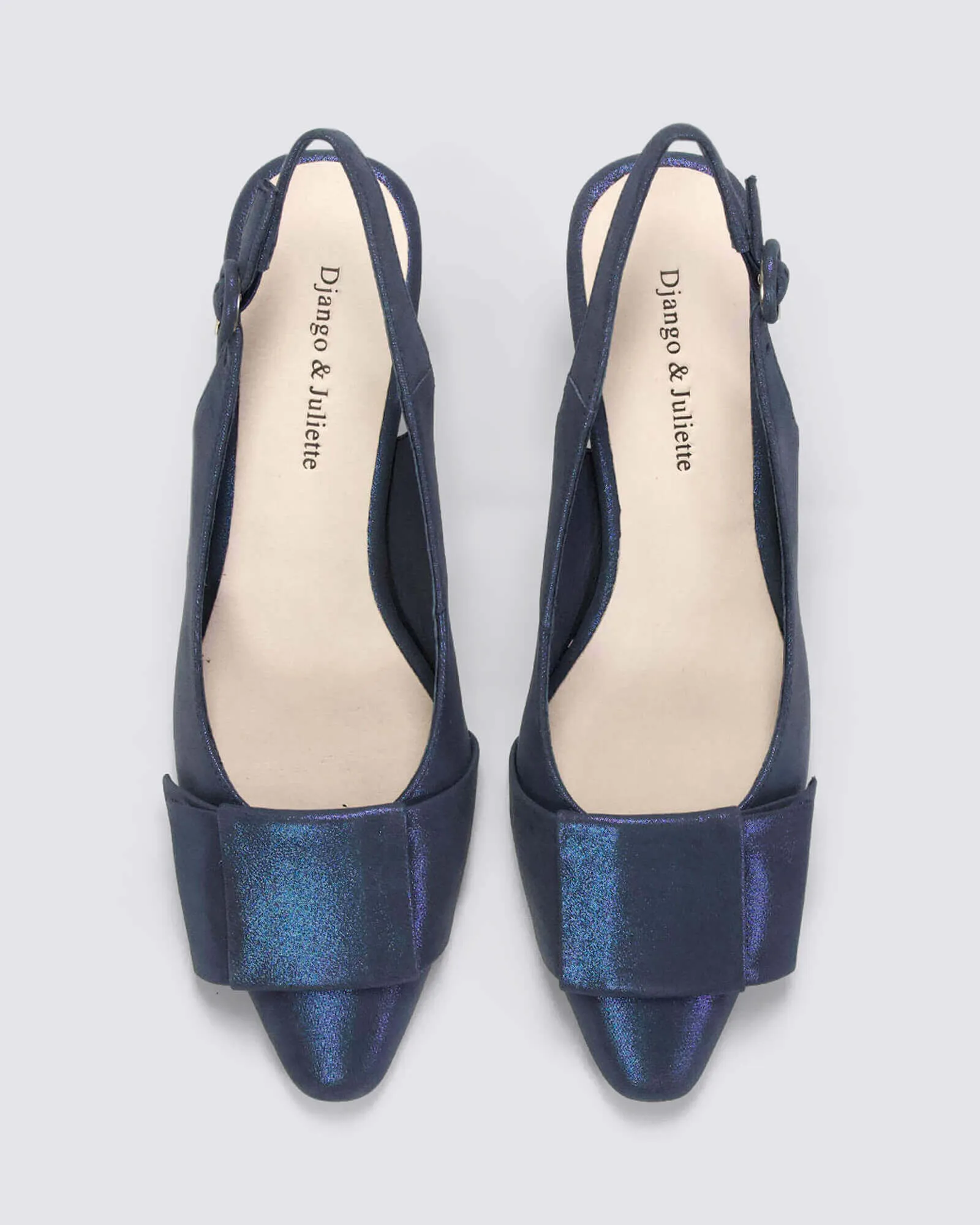 HESS SLINGBACK HEELS NAVY SHIMMER LEATHER