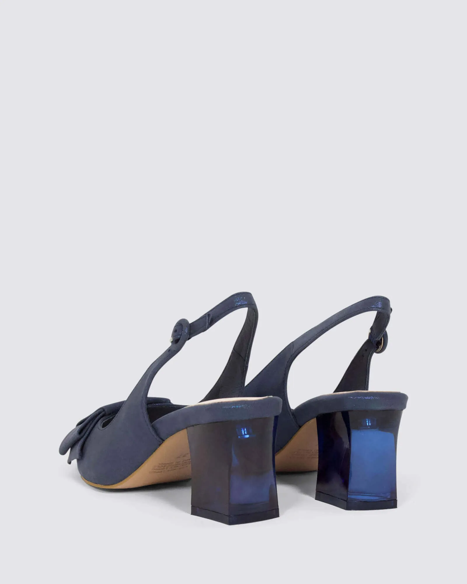 HESS SLINGBACK HEELS NAVY SHIMMER LEATHER