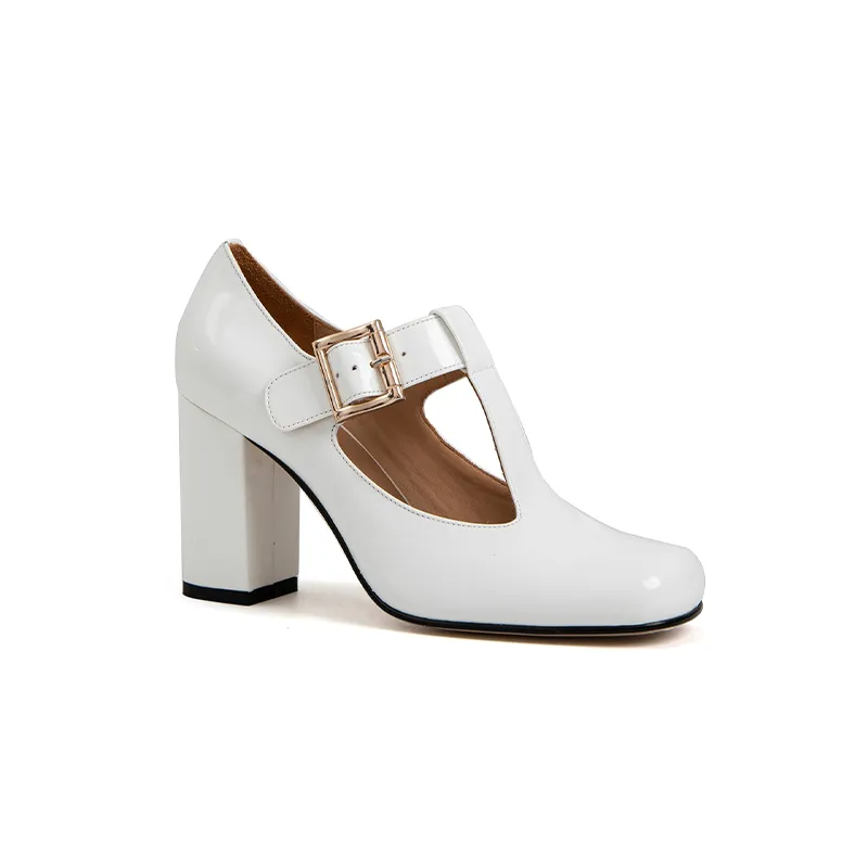 Hilary T-Strap Mary Jane Shoes Square Toe Heels