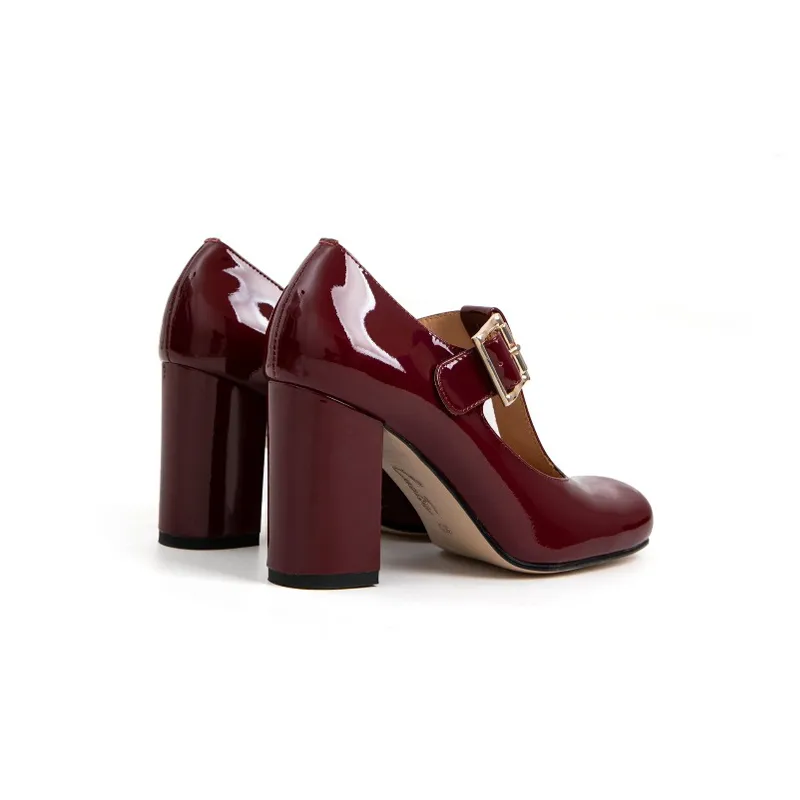 Hilary T-Strap Mary Jane Shoes Square Toe Heels