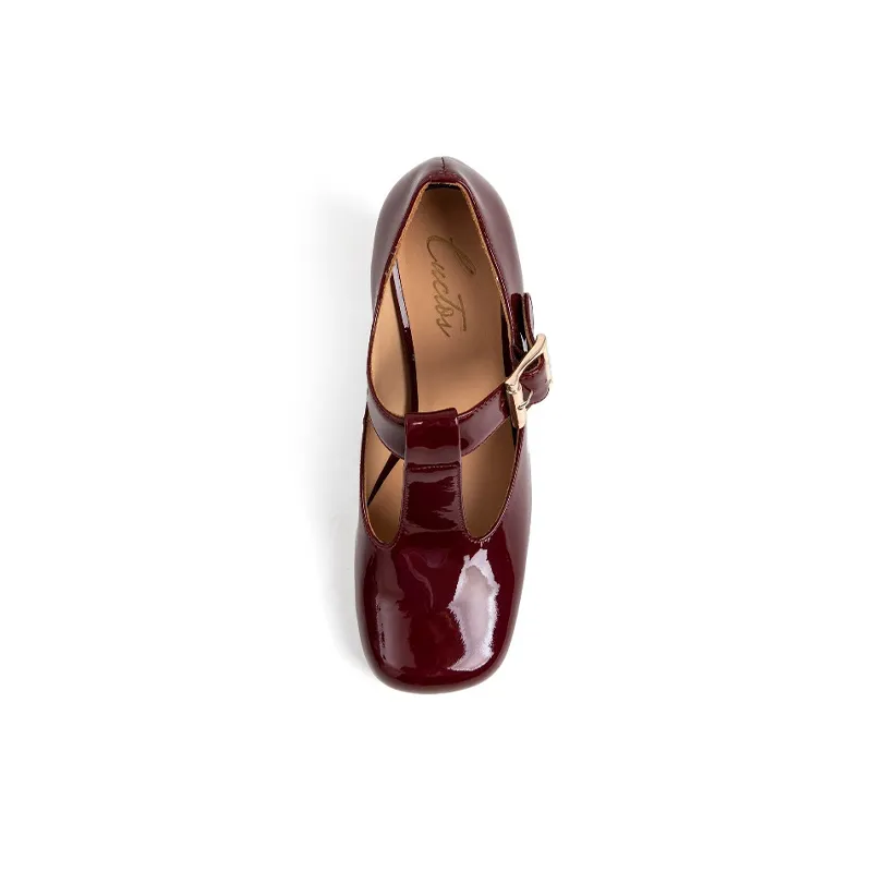 Hilary T-Strap Mary Jane Shoes Square Toe Heels